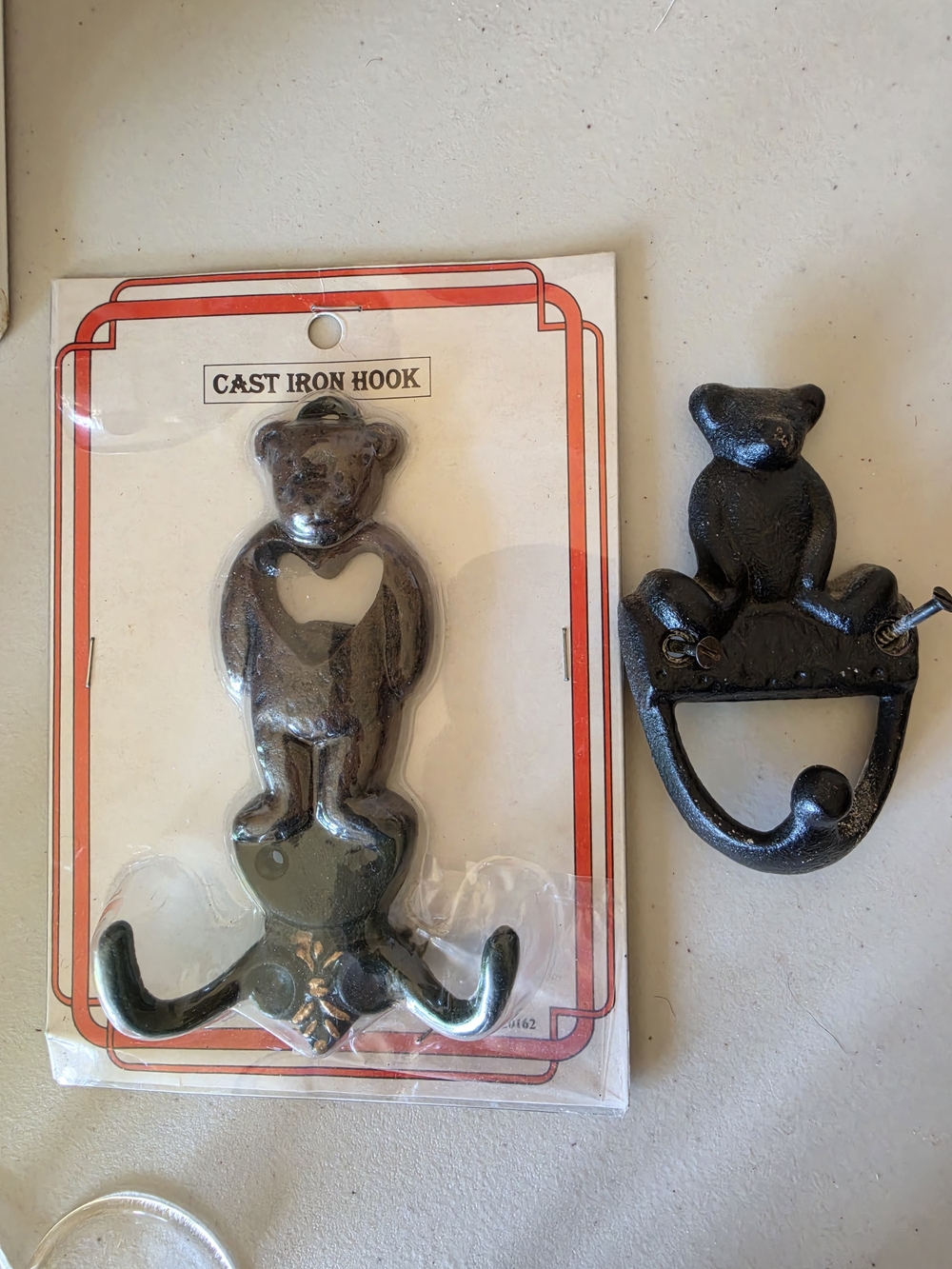 Cast Iron Bear Wall Hooks - Black - Unbranded - Set of 2